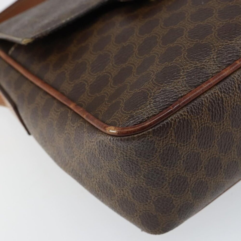 Authentic CELINE Macadam Canvas Shoulder Bag PVC Leather Brown Gold - Picture 6 of 16